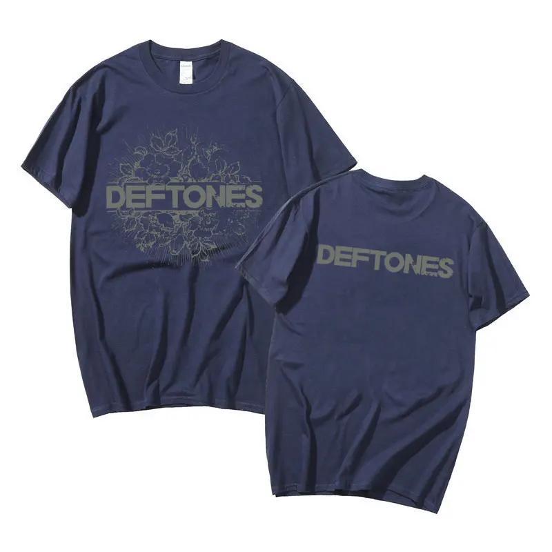 Deftones Floral Burst Double Sided Print T-shirts Punk Rock Band Fashion y2k T Shirt Short Sleeve Summer Man Streetwear
