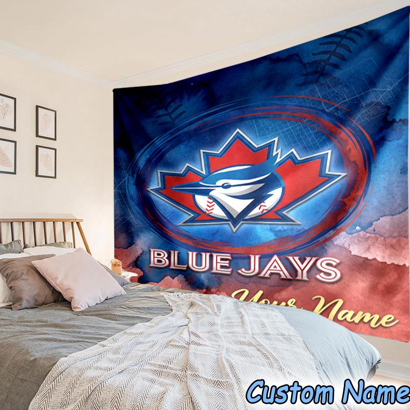 Custom Name Torontos baseball Printed Tapestry, for Bedroom,Livingroom, dormitory, Large Wall Decor, Fabric Decor Fan Birthday Gifts