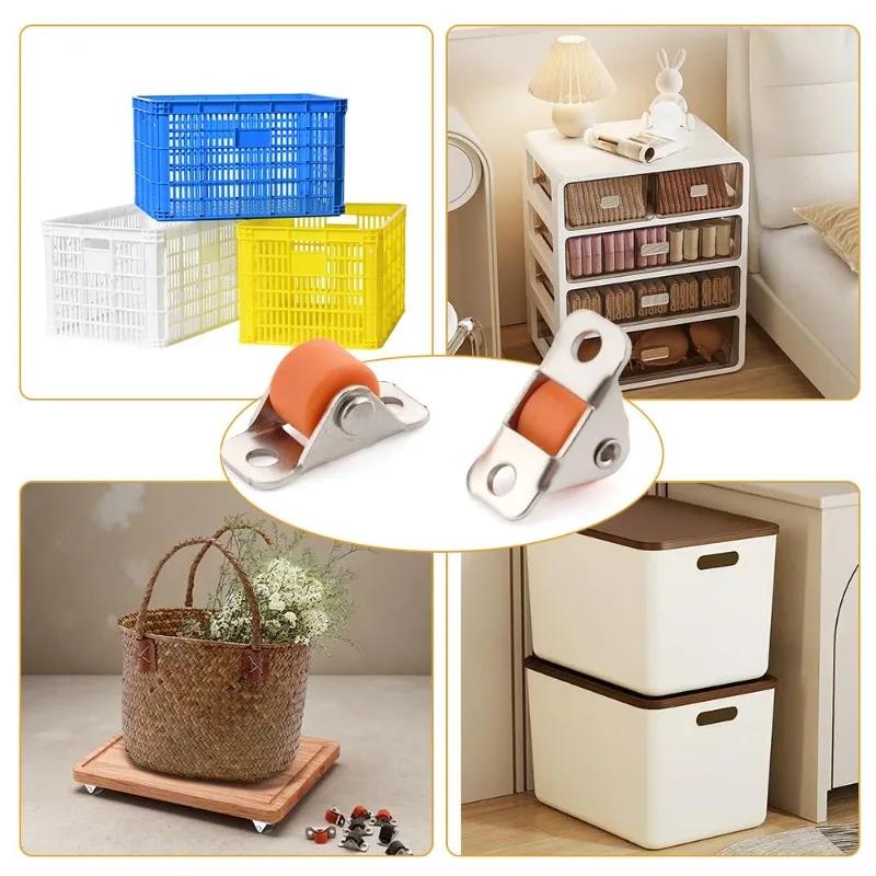Small Wheel Casters Universal Directional Furniture Wheel Sliding Door Pulley Drawer Table Chair Rubber Rolling DIY Fixed Caster