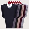 Men's V-Neck Winter Knit Sweater - Middle-Aged Thick & Warm Pullover