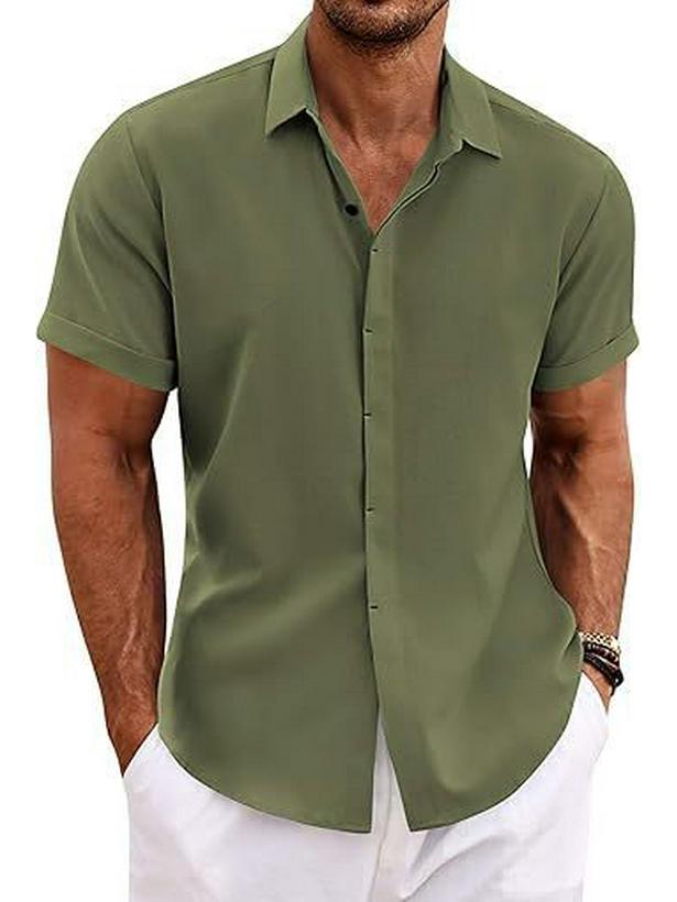 2024 Herren Freizeit Kurzarm Button-Down Strandhemd