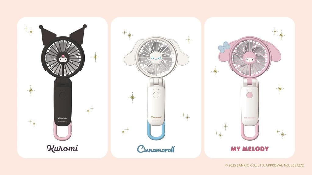 RHYTHM Sanrio Characters Collaboration Mobile Handheld High Powerful Portable Fan Fan, USB-C, Airflow, 3-Way Wind, (My Melody)