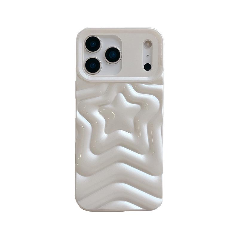 

Pearlescent White Star Pattern iPhone Case, Compatible with Apple 17 Pro, iPhone 16, 15, and 14 Pro Max iPhone 14 Pro Max