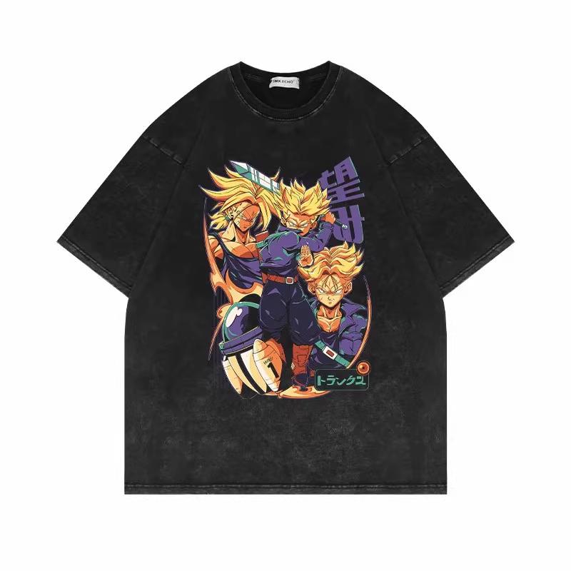 Dragon Ball Z Vegeta Super Saiyan Printed Tshirt Mens and Womens Washed Tshirt High Quality Vintage Cotton Tshirt Tops