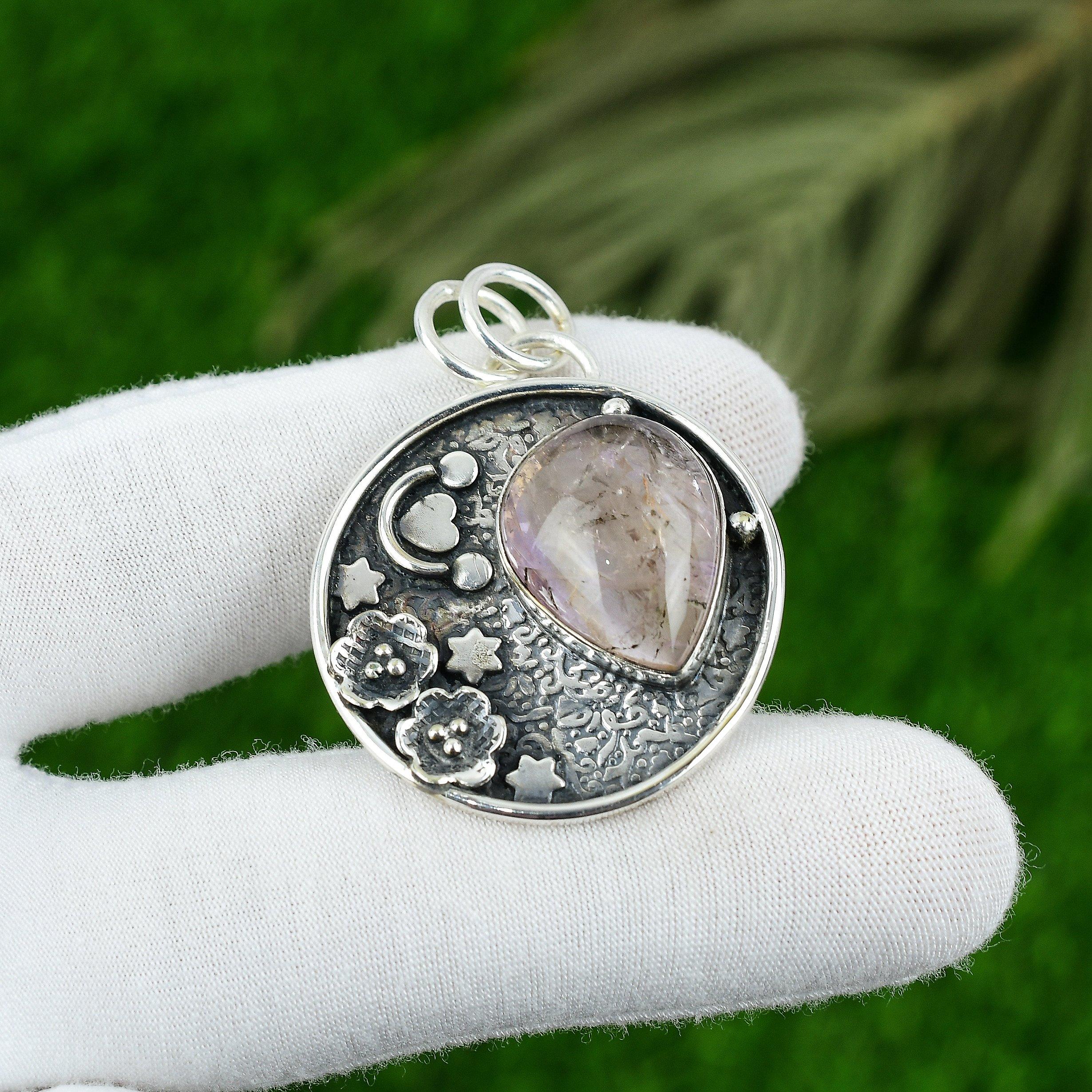 

Natural Star Amethyst Gemstone Pendant 925 Sterling Silver Jewelry For Girls
