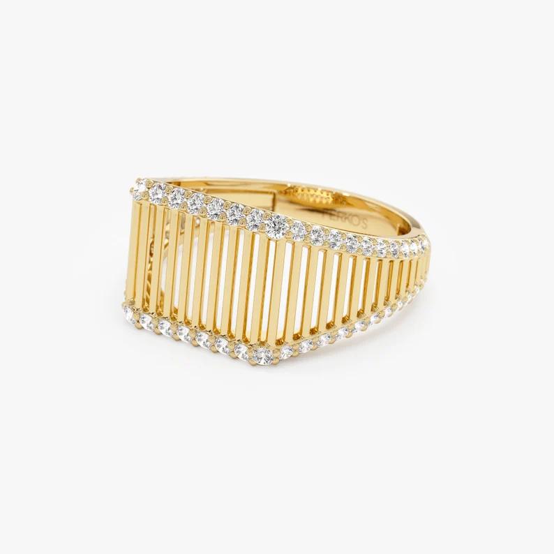 

New Geometric Hollow Gold Plated Zircon Ring Female European And American Party Birthday copper Jewelry Gift 10