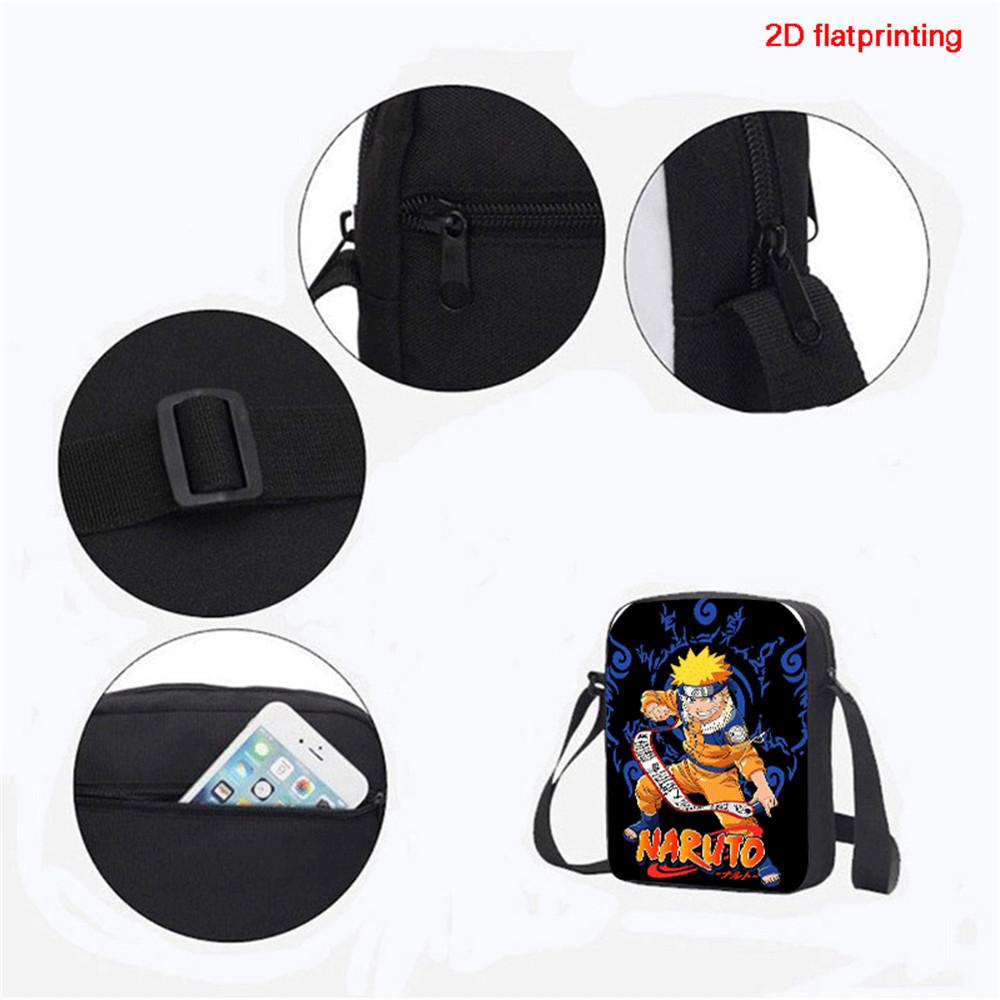 3Pcs Set NARUTO Anime Kids Backpack Mochila with Crossbody Bag & Pencil Case, Lightweight & Durable, for Ages 6-10 Boys & Girls