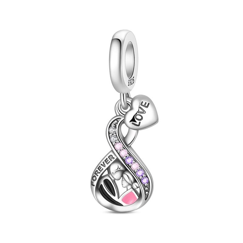 Family Series 925 Sterling Silver Parents Sisters Charms Love Bead Pendant Fit Original Charm Bracelets Women DIY Jewelry Gift