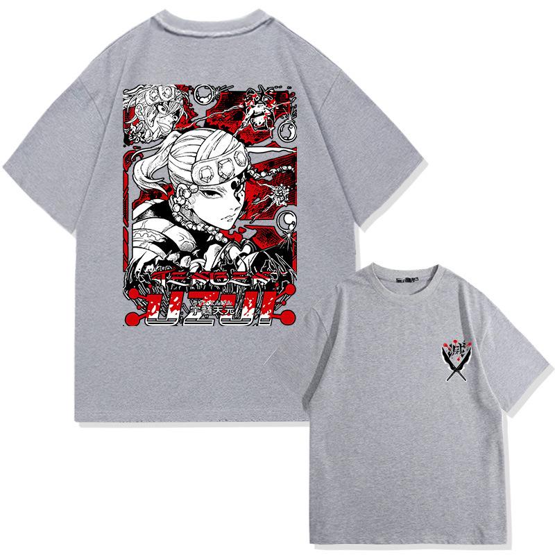 Demon Slayer anime Uzui Tengen graphic print summer men's 100% cotton T-shirt casual breathable trend street men's clothing