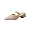 French Bag Head Half Slippers Women's Spring 2025 New Internet Celebrity Thick Heel Mueller Shoes Thick Middle Heel Pointed Single Shoes Women's Summe