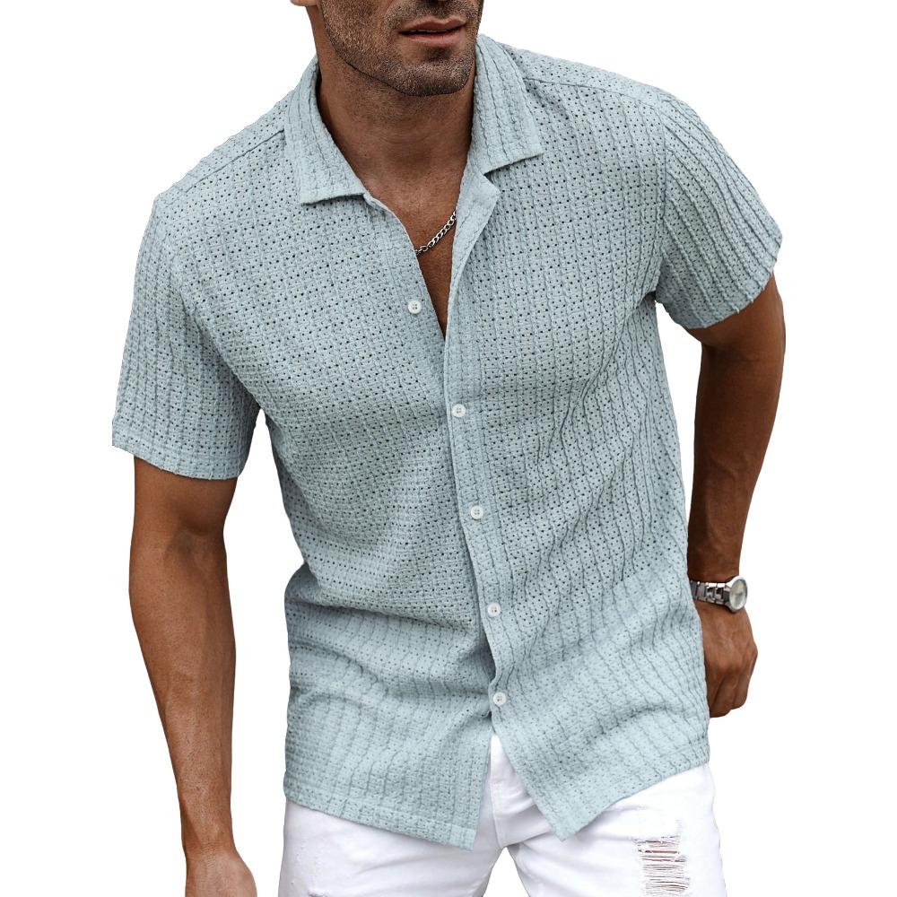 Summer Men's New Collar-buttoned Shirt with Ventilation Holes for Coolness and Breathability, Casual T-shirt