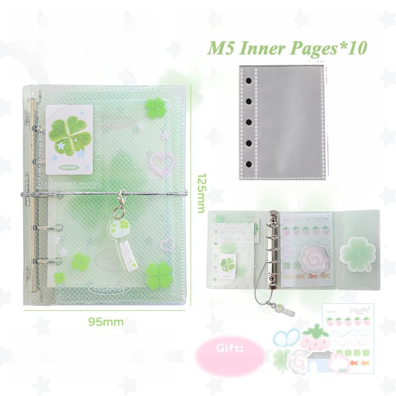 Cute Strawberry M5 Photocard Album Lucky Clover Collection Book for Kpop Idol Photocard Sleeves Album with 10PCS Organizer Book