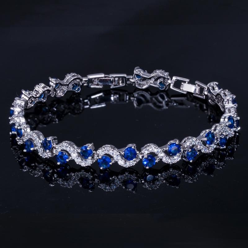 Jewelry, Exquisite Sparkling Diamonds, Swiss Aaa Zircon Platinum-Plated Bracelet.