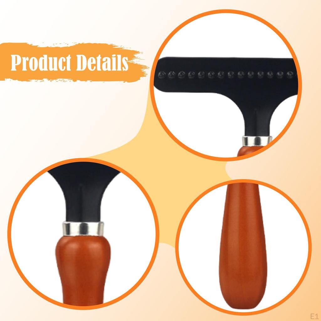 Pet Grooming Rake for Dogs Cats Professional Manual Wooden Handle Effective Tool