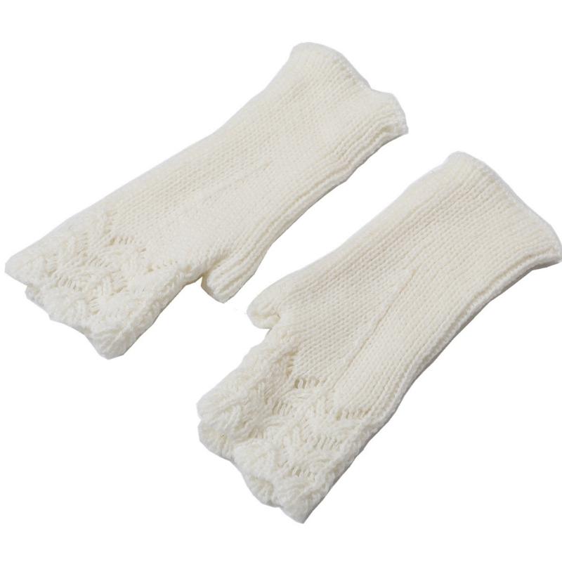 Knitted Half Finger Gloves Stretchy Warm Gloves Fingerless Thumb Hole Gloves