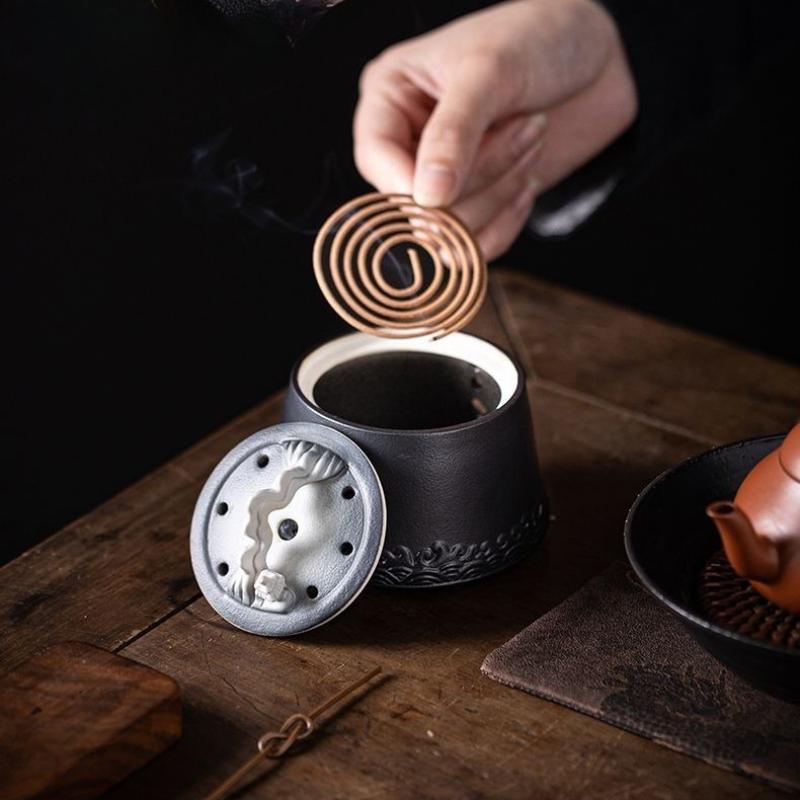 Guanshan ceramiczna kadzielnica miseczka na kadzidełka kadzidełko na patyczki domowe do wnętrz Guochao retro ozdoba Zen kadzielnica