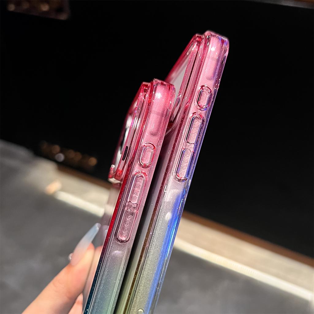For iPhone 17 Pro Max Case Transparent Glitter Dual Color PC+TPU Phone Cover
