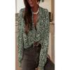 Women Retro Printed Long Sleeve Smocked Loose Blouse