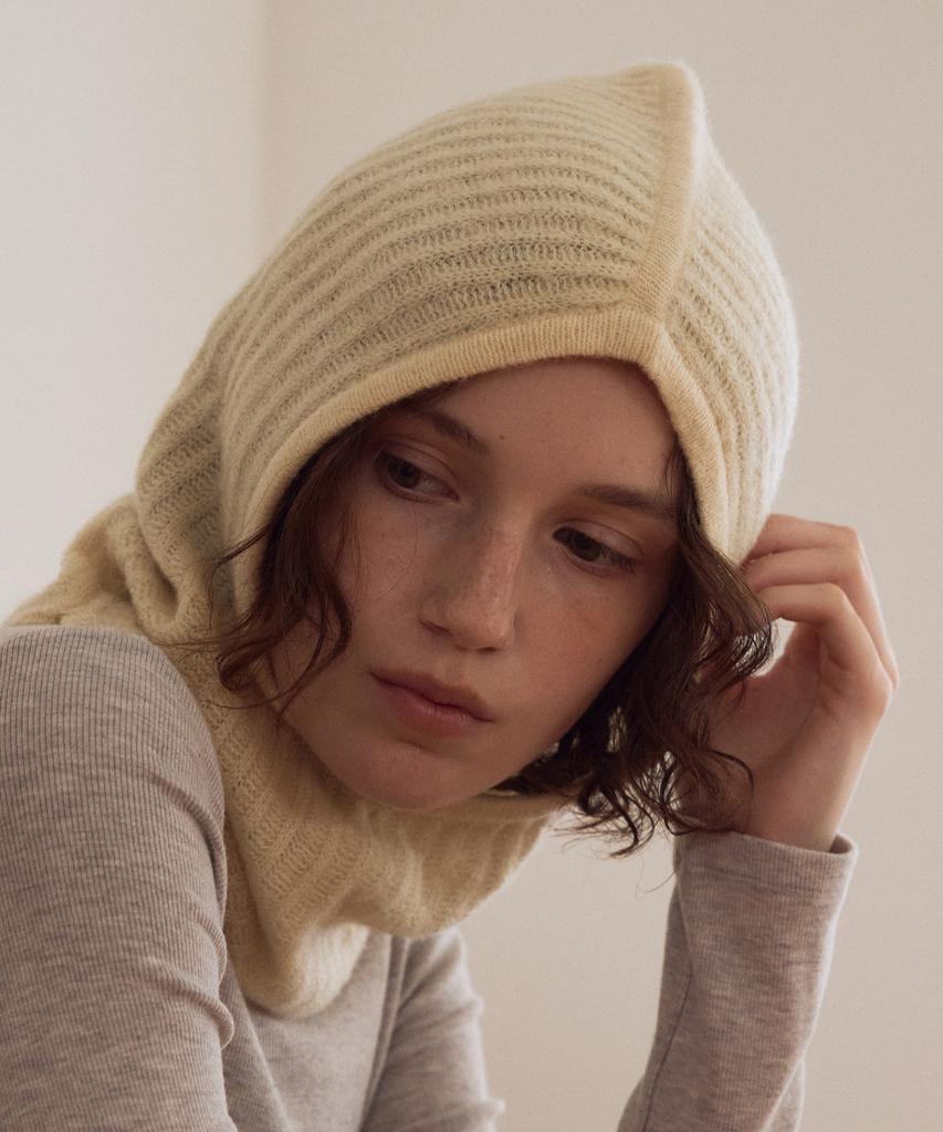 BENSIMON Wool Knit Balaclava - Butter Cream