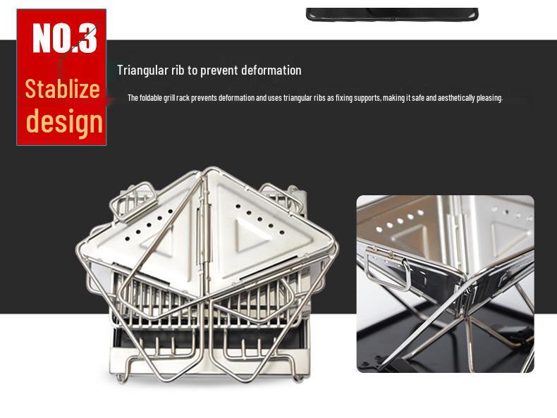 Portable Stainless Steel Folding BBQ Grill & Fire Pit for Outdoor Camping