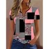 T-shirt da donna estiva a maniche corte con cerniera