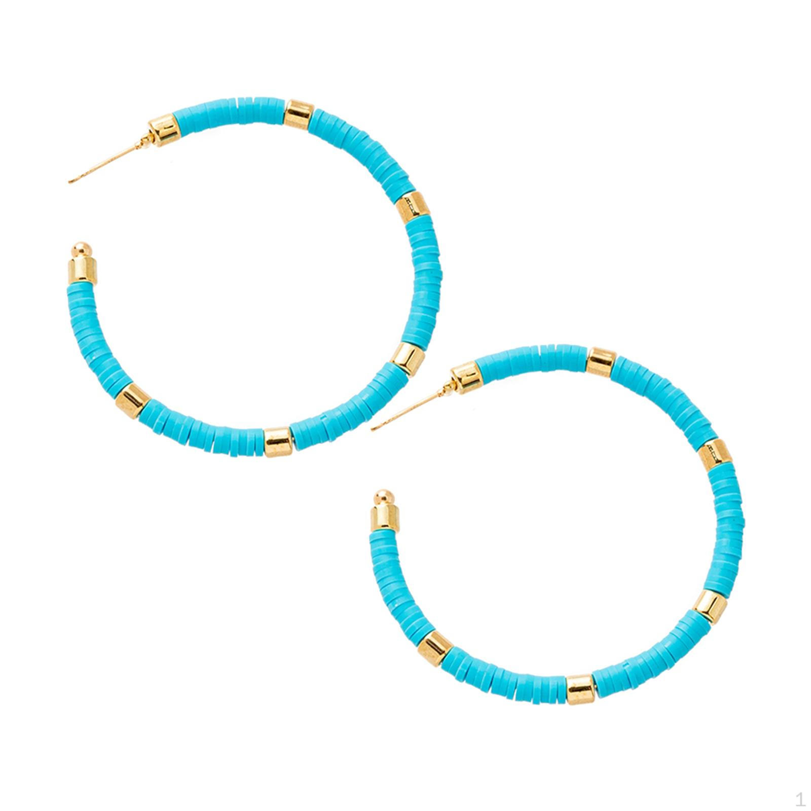 

C Shaped Hoop Earrings Gift Fashion Diameter 5.5cm Lightweight for Girls синій