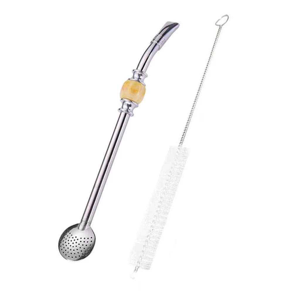 Removable Stainless Steel Straw Reusable Filter Spoon Straw Drinking Straw Spoon  Tea Drinking