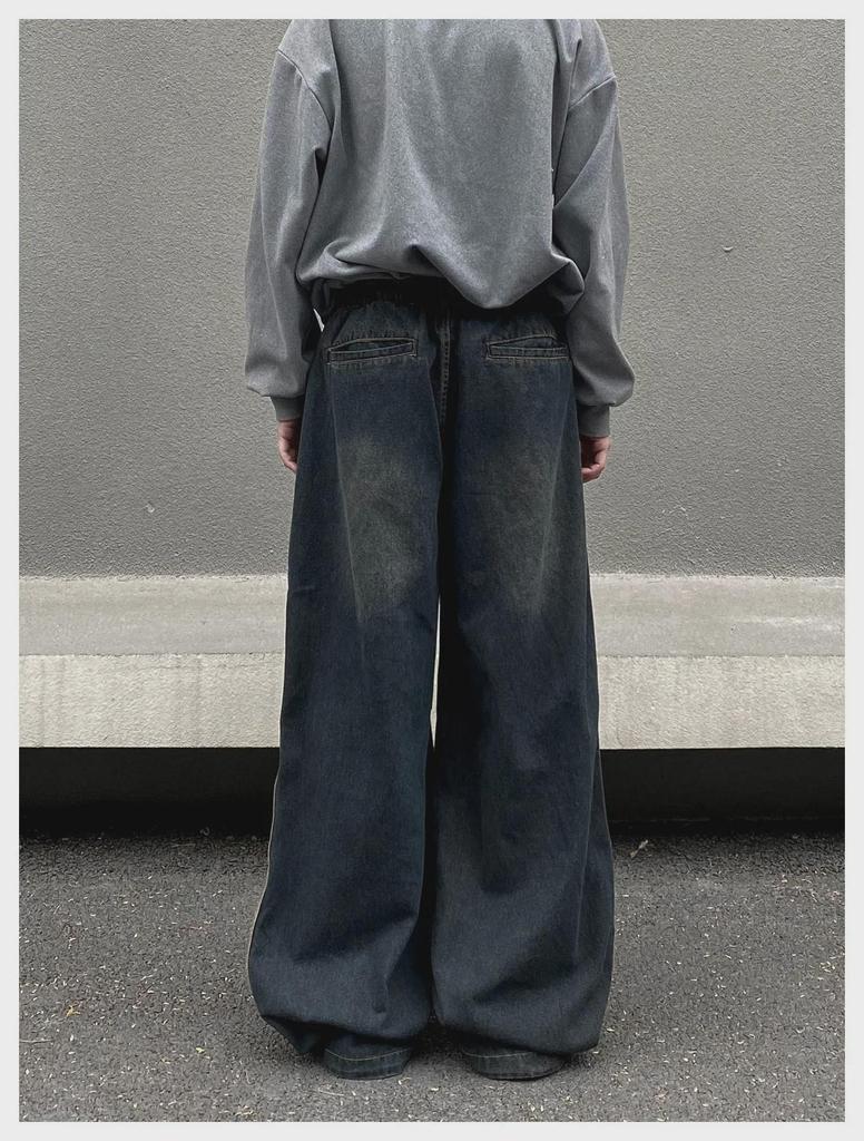 Sonbahar/Kış Çizgili Pileli Bol Günlük Pantolon: Retro Amerikan Sokak Stili Kot Pantolon