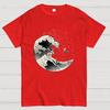 Astronaut Surfing Kanagawa Wave by Tobe Fonseca Cotton Summer Casual Cool Loose T-Shirt
