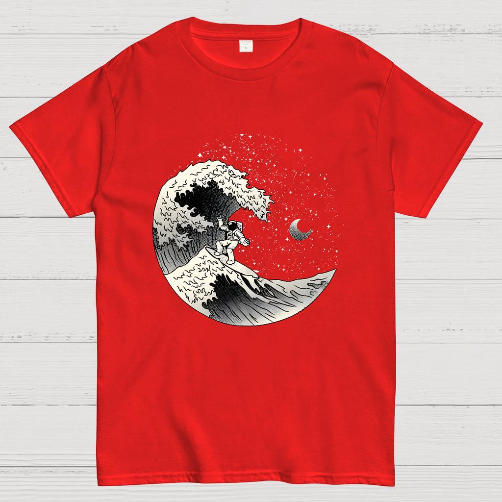Astronaut Surfing Kanagawa Wave by Tobe Fonseca Cotton Summer Casual Cool Loose T-Shirt