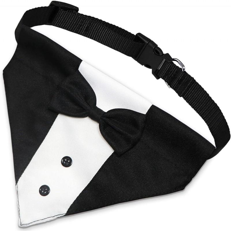 Adjustable Dog Tuxedo Suit With Bowtie Pocket Square Wedding Party Costume