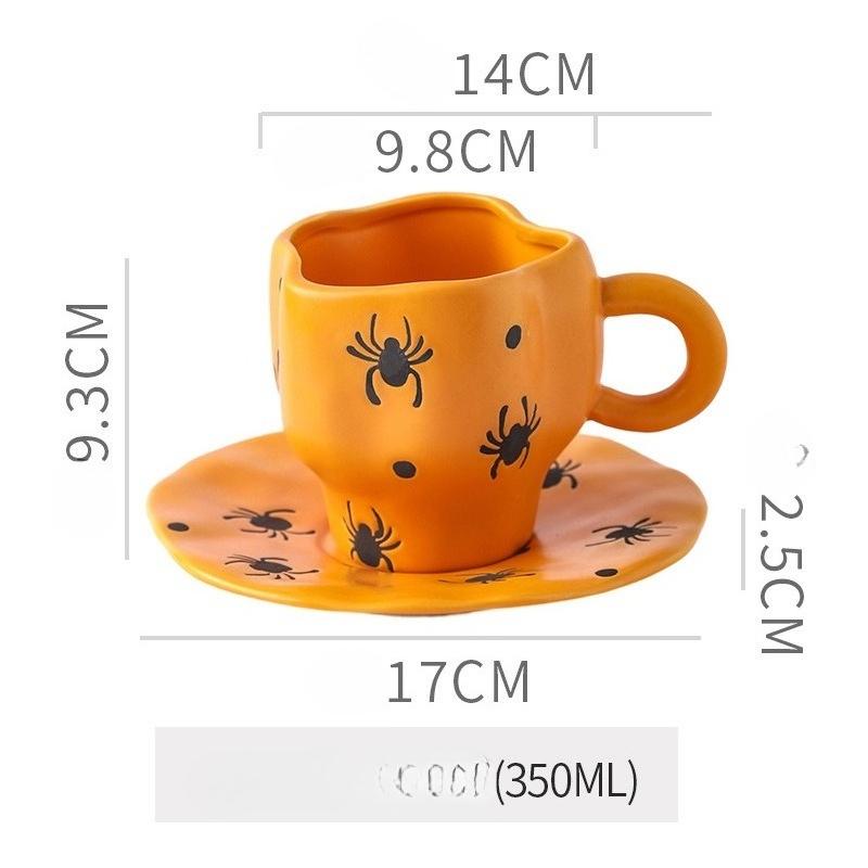 Creative Halloween Ceramic Mug Disc Set Household Kitchen Coffee Cup Plates Pumpkin Bat Milk Oat Breakfast Cup Set Festival Gift