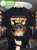 Short Sleeved Printed T-shirt with Explosive Skull Design Celebrating Autism and LGBTQ+themes Adopting Street Style - Men's S...