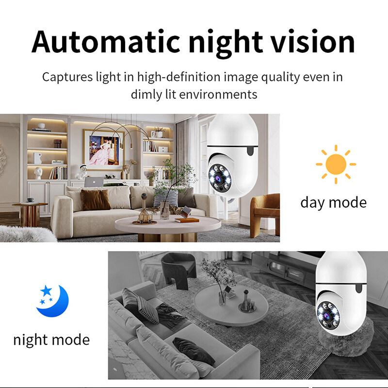 2MP E27 HD 1080P Bulb Surveillance Camera Night Vision Automatic Human Tracking 4x Digital Zoom Video Indoor Security Monitor
