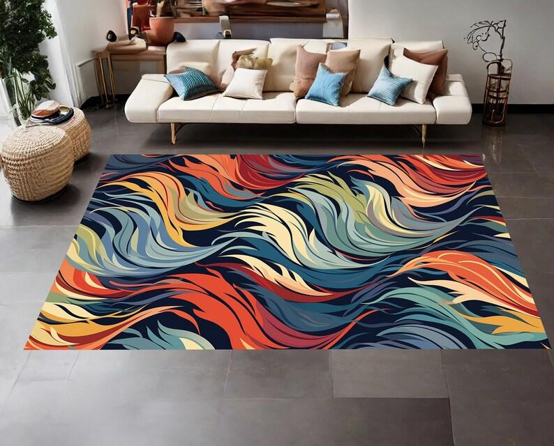 

3D Abstract Wavy Area Rug Modern Art Swirl Print Carpet Non-Slip Washable Floor Mat for Living Room Bedroom Home Decor 40X60CM