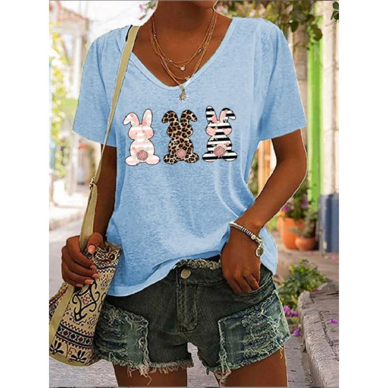 

3D Printing Urban Casual V-Neck Women s T-Shirt Short Sleeve 8xl