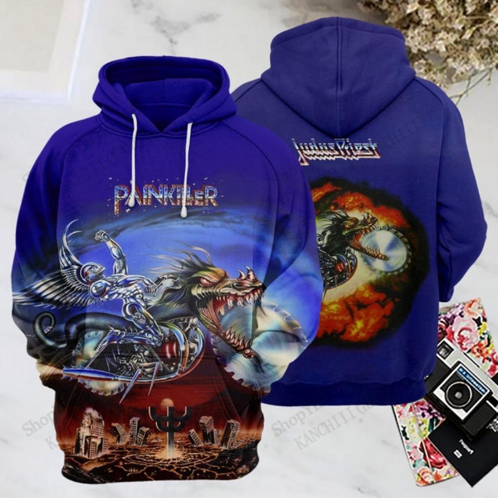 Rocková Kapela Judas Priest 3D Tisk Mikiny Pánské Dámské Módní Sportovní Mikina S Kapucí Svetr Kabát Pánské Tepláky Pánské Oblečení Pohodlí Moletom