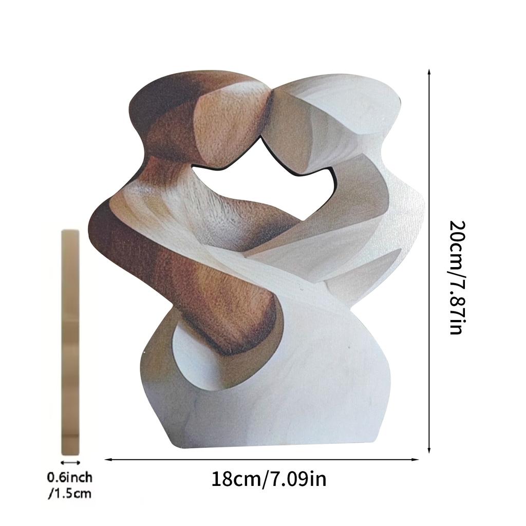Wood Couple Statue Handcrafted Couple Ornament for Tabletop Hand Carved Artwork Statue for Home Study Shelf Sideboards Table Kid