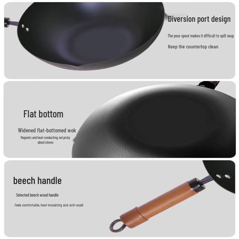 COOKER KING 32cm Chinese Wrought Iron Wok