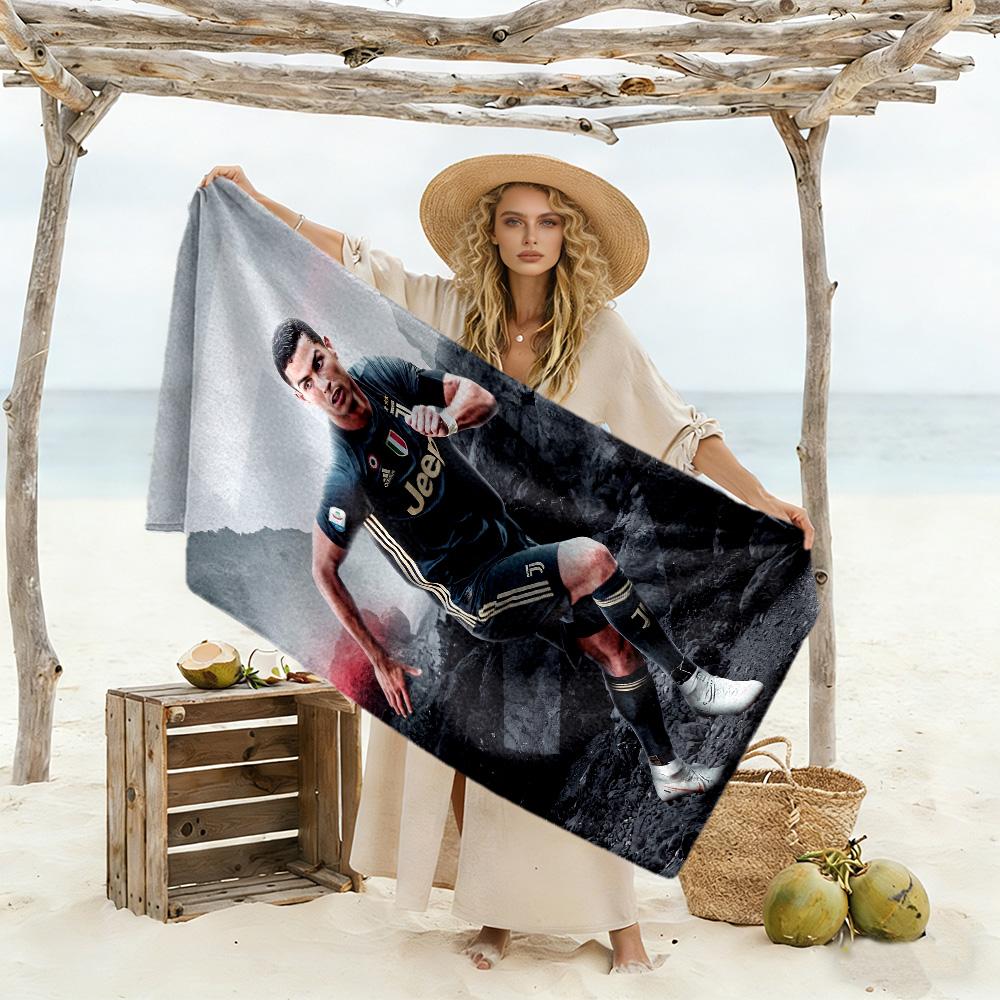 Cristiano Ronaldo Soccer Action Beach Towel High Absorbency & Quick-Dry Comfortable Lightweight