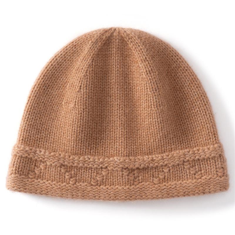% Cashmere Autumn and Winter New Hats Thickened Men's and Women's Cold Hats Warm Bag Head Knitted Cashmere Hats