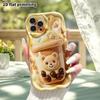 Phone Case: 2D flat design suitable for iPhone 18 17 16 15 14 13 Pro protective case, little bear milk tea cup, perfect Christmas and Halloween holida