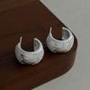 European and American Style Horizontal Pattern Inlaid Zircon C-shaped Half-circle Earrings, Light Luxury and Noble Commuter Banquets, Daily Versatile
