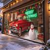 Outdoor Winter Party Supplies Christmas Garage Door Cover, Holiday Hanging Banner Backdrop, Decoration Santa Claus Snowman Truck Photography