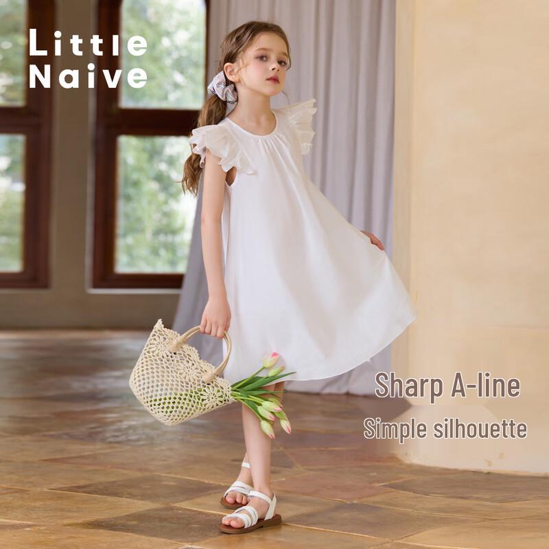 Little Naive Girls  100% Cotton Petal Flutter Sleeve Princess Dress 170