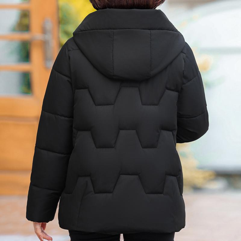Jaquetas de Senhora de Meia Idade Casacos Curtos de Inverno com Capuz Elegantes Quentes Grossos Tamanho Plus Parkas para Mulheres Agasalhos