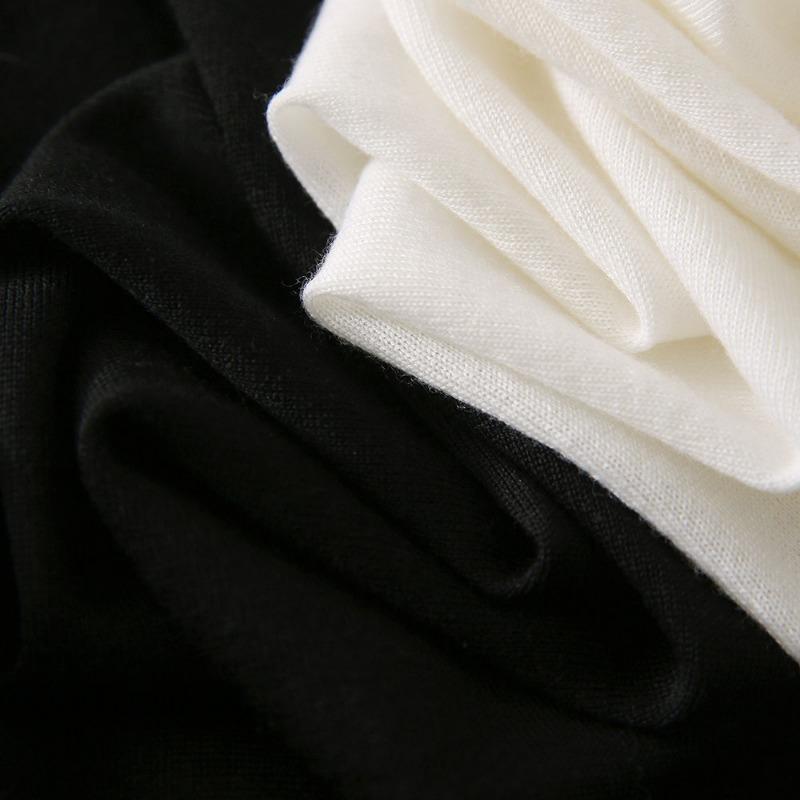 Black White Lattice O-Neck Spliced Cardigan Ice Silk Knitting Single Breasted Women's Clothing Office Lady Plaid Slim Sweaters