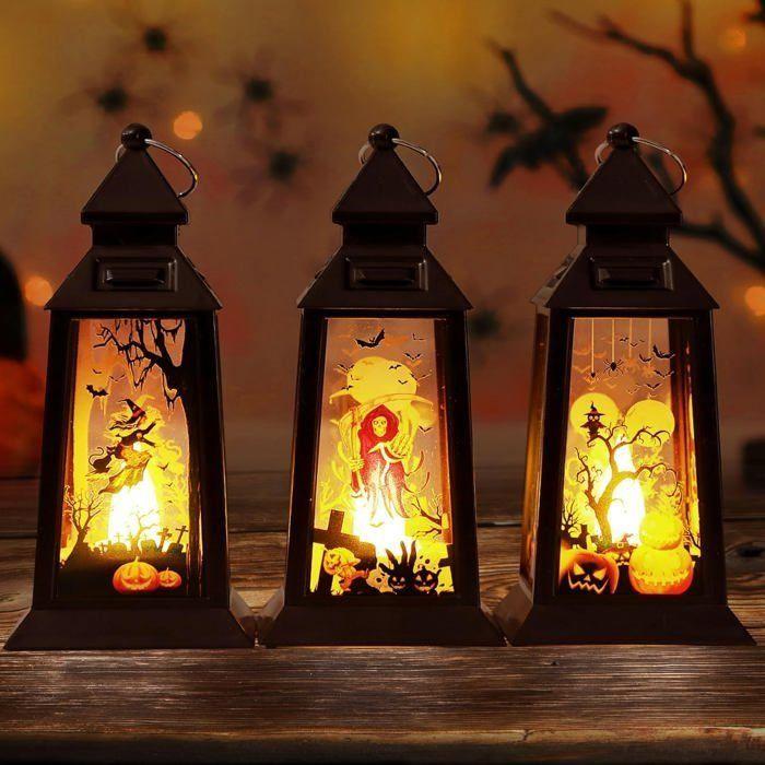 Décoration Halloween - AIMOONSA - Lot de 3 pièces - LED - Noir plastique - À piles