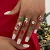 SHIXIN 9pcs/set Fashion Christmas Tree Adjustable Rings Women Cute Santa Claus Elk Gold Color Knuckle Rings Set Christmas Gifts