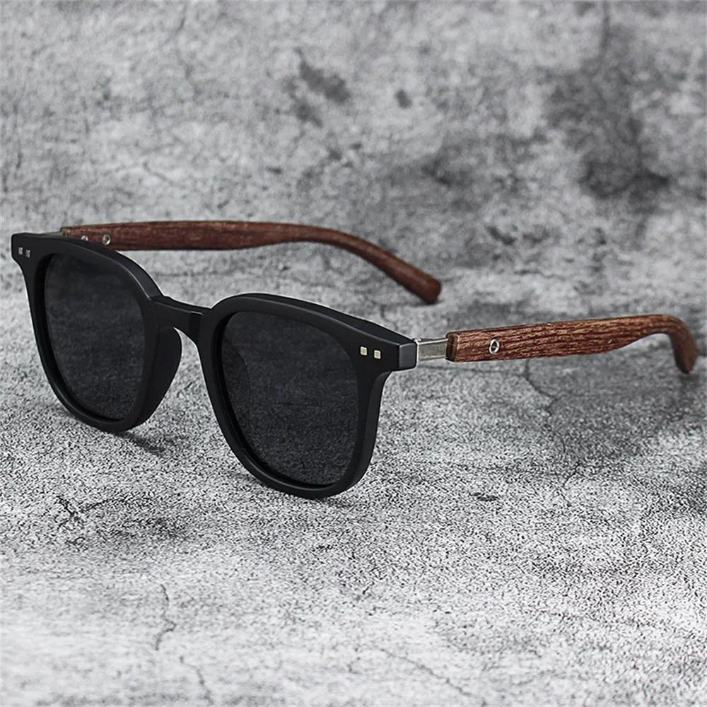 New Men Vintage Wooden Frame Sunglasses Classic Men'S Sunglasses Polarized Uv Protection Driving Eyewear Outdoor Shades Goggles